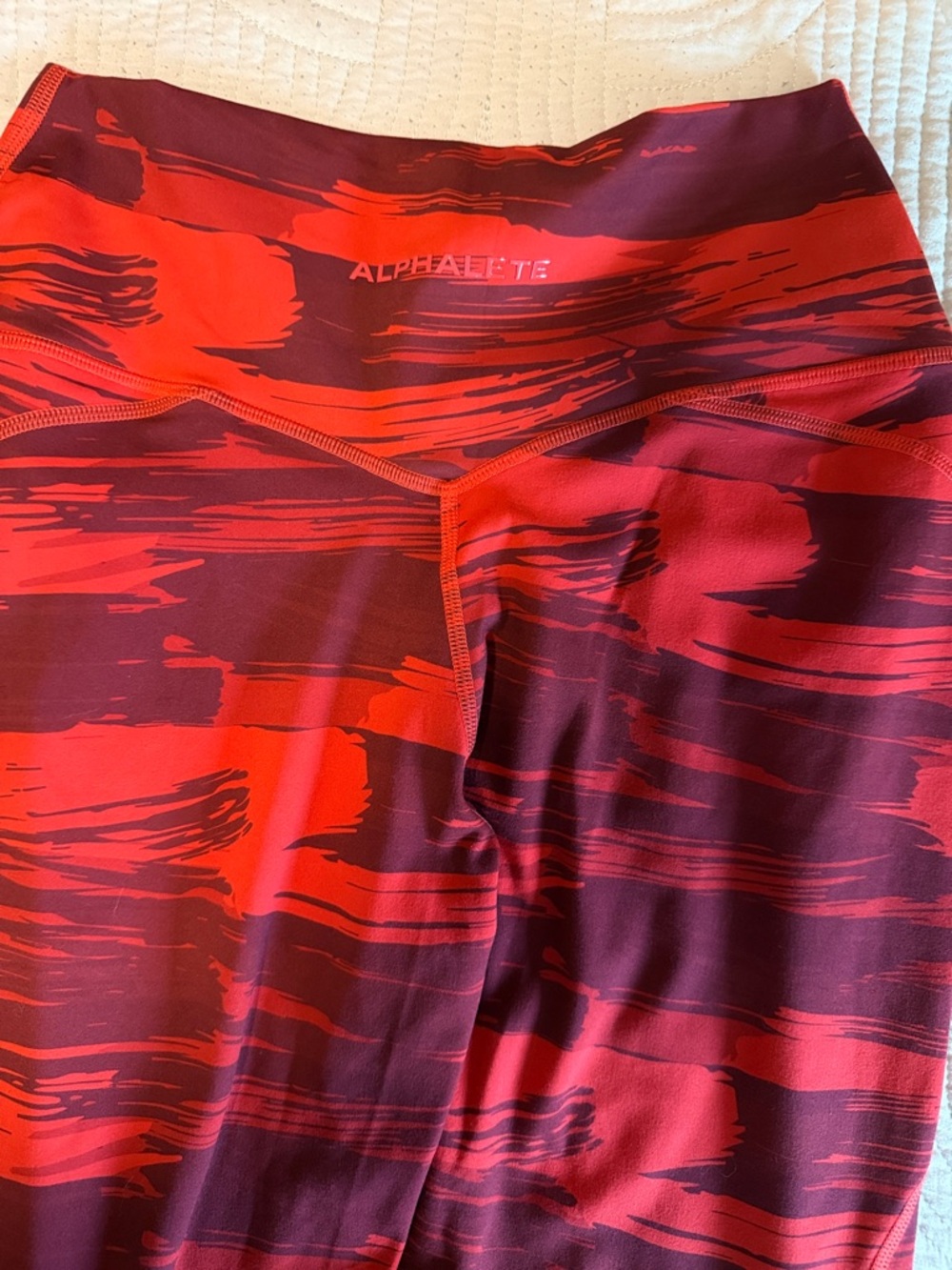 Alphalete Scarlet & Burgundy Patterned High-Rise Leggings